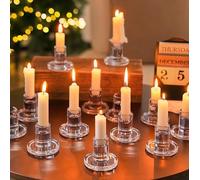 NUPTIO Portacandele In Vetro 20 Pezzi Set Di Portacandele Trasparenti Per Candele A Cero Pilastro Tealight Centrotavola Di Nozze Per La Decorazione Di Cene Di Natale E Feste