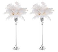 NUPTIO Vaso Argento Centrotavola Matrimonio: 2 Pezzi 77.5cm Alti Vasi Tromba Fiori per Nozze Centro Tavola - Metallo Portafiori per Natale Compleanno Festa Decorazione