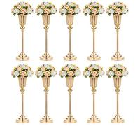 NUPTIO Vaso Oro Centrotavola Matrimonio: 10 Pezzi 54.6cm Alti Vasi Centro Tavola Metallo Portafiori Tromba Fiori per Nozze Cerimonia Anniversario Compleanno Festa Decorazione