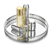 Nuptio Vassoio per Trucco Cosmetico Vassoio per Profumo, Vassoio Decorativo con Gioielli Vanity Specchio, Organizer per Comò, Portacandele d'Argento Vassoio per Decorazioni per la Casa Nozze Bagno