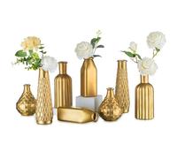 NUPTIO Vetro Vaso Piccoli Oro: Set di 8 Vasi per Fiori Centrotavola Decorazioni Centro Tavola Matrimonio Sposi Decorativi Soprammobili Decorativo Vintage Cristallo Decorazione Interno Arredamento Casa