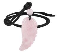 Nupuyai Collana con ciondolo a forma di ala d'angelo, in cristallo, con pietra d'angelo custode - Talismano portafortuna Reiki, gioiello angelico, regalo da donna, Pietra al quarzo rosa, Pietra al