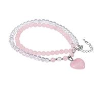 Nupuyai Collana con Perline di Cristallo di Rocca con Ciondolo a Forma di Cuore per Donne, Collana con Pietra di Cristallo per Feste di Nozze, Pietra Pietra Lega, #1-Quarzo Rosa e Cristallo di Rocca