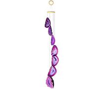 Nupuyai Grande campana a vento con fette di agata viola, decorazione per la casa, decorazione per la casa e il giardino, decorazione da appendere, per esterni e interni, 82 cm