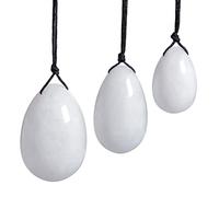 Nupuyai Yoni Eggs - Set di 3 uova di giada bianca, per massaggio forato, per donne, per esercizi di Kegal, rafforzano i muscoli del pavimento pelvico