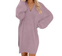 Nuqqichongtian Abito in Maglia da Donna Elegante con Maniche Lunghe in per L'autunno E l'inverno Knitted Dress Vestito Invernale a Tinta Manica Lunga Aderente Mini Abito