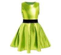 Nuqqichongtian Costume alieno da donna, costume da Space Girl per bambini, abito alieno, argento, blu, metallizzato, con brillantini, per feste, carnevale, Capodanno, verde 140