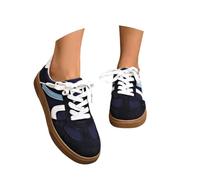 Nuqqichongtian Scarpe da corsa da donna, classiche in stile retrò, con suola in gomma, per il tempo libero, da tennis, skateboard, antiscivolo, per il fitness walking e la vita quotidiana, blu navy