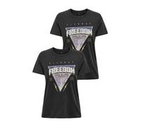 Nur Damen 2er SET T Shirt Kurzarm Top Wildes Vintage Design Print