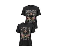 Nur Damen 2er SET T Shirt Kurzarm Top Wildes Vintage Design Print