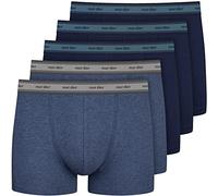 Nur Der Boxer Organic Cotton 5er Pack Pantaloncino, Blau/Blau Mela, XXL Uomo