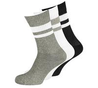 Nur Der Calze Sportive Alte in Stile retrò, con Strisce in Cotone, Confezione da 3 Calzini, Bianco/Grigio/Nero, 43-46 (Pacco da 3) Donna