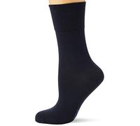 Nur Die Calzini in cotone fine tinta unita con elastico confortevole senza cuciture a pressione, particolarmente morbidi da donna, Marittimo, 35-38