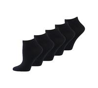 Nur Die Confezione da 5 calzini da ginnastica Classic in cotone traspirante, comodi e antiscivolo, da donna, Nero, 39-42