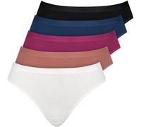 Nur Die Panty, Confezione da 5 Slip Basic da Donna, in Cotone fine con Elastan, Delicato sulla Pelle, Morbido e Confortevole, Lavorazione in Vita e Gambe