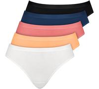 Nur Die Panty, Confezione da 5 Slip Basic da Donna, in Cotone fine con Elastan, Delicato sulla Pelle, Morbido e Confortevole, Lavorazione in Vita e Gambe