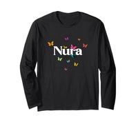 NURA - Bellissimo nome di ragazza con farfalle colorate Maglia a Manica