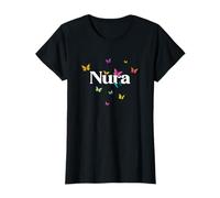 NURA - Bellissimo nome di ragazza con farfalle colorate Maglietta
