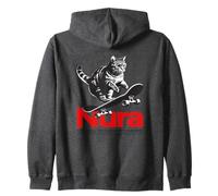 NURA - Bellissimo nome di ragazza con gatto e skateboard Felpa con Cappuccio