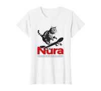 NURA - Bellissimo nome di ragazza con gatto e skateboard Maglietta