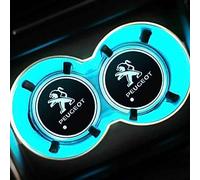 NURCIX 2 Pezzi Auto LED Luci Sottobicchieri,per Peugeot 308 408 508 2008 3008 4008 portabicchieri Antiscivolo Tazza Tappetino,Ricaricabile USB Sottobicchiere
