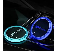 NURCIX 2 Pezzi Auto LED Luci Sottobicchieri,per ST Line portabicchieri Antiscivolo Tazza Tappetino,Ricaricabile USB Sottobicchiere
