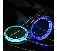 NURCIX 2 Pezzi Auto LED Luci Sottobicchieri,per Tucson portabicchieri Antiscivolo Tazza Tappetino,Ricaricabile USB Sottobicchiere