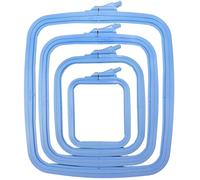 Nurge Cerchi da ricamo quadrati in plastica blu, cerchio a punto croce, cerchio per ago da punzonatura (set da 4 pezzi)