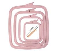 Nurge Cerchio da ricamo quadrato in plastica rosa grande (n.: 4), cerchi per punto croce, aghi da punzonatura, cucito fai da te, cerchi da ricamo in plastica ABS