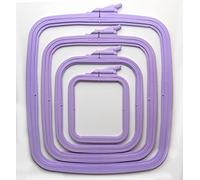 Nurge Set di 4 cerchi quadrati in plastica per ricamo a punto croce, aghi da punzonatura, cucito fai da te, cerchi da ricamo in plastica ABS
