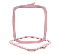 Nurge Telaio quadrato da ricamo in plastica per punto croce per ricamo e ricamo - cerchio regolabile - rosa - n° 1 (taglia XS)