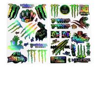 Nurila 2 adesivi Monster Energy per moto, impermeabili, riflettenti, per moto, auto, alla moda, per moto, skateboard, auto e fuoristrada