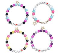 Nurila 4 braccialetti dell'amicizia, per ragazze, con perle e stella | Come regalo di compleanno per bambini e regali di compleanno per bambini, per feste, vita quotidiana