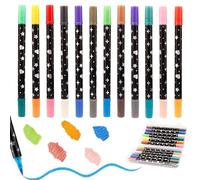 Nurila Set di 12 matite glitterate, 24 colori con brillantini, doppia punta a penna, matite in feltro glitterate, per giornali scritti a mano, biglietti di auguri, graffiti, pittura, scrittura