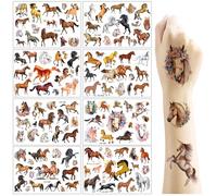 Nurila Tatuaggi per cavalli, 8 foglie, tatuaggi per bambini, regalo di cavalli, impermeabili, per bambini, come compleanno per bambini, ragazze, ragazzi e ragazzi