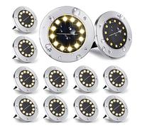 Nurkoo 12 luci solari da esterno, 12 LED, 800 mAh, con pannello solare aggiornato, lampada da giardino, faretto decorativo per prato, marciapiede, piscina, terrazza (bianco caldo)