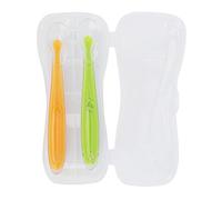 Nurnesy 2 Pezzi Silicone Baby Spoons - Suggerimento Morbido, per Bambini 4+ Mesi | Viene Fornito con la Scatola di Archiviazione - Utensili di Alimentazione Infantile (Giallo+verde)