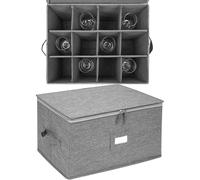 Nurnesy Scatola Portabicchieri da Vino da 12 Tazze - Contenitore Pieghevole per Calici Grigio con Divisori per Vetreria e Cristallo