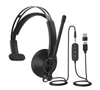 Nuroum HP11-SU Cuffie cablate, monoauricolare con microfono/controllo in linea, connessione USB-A/tipo-C/3,5 mm a PC/Mac/telefono cellulare, funziona con Zoom/Teams per chiamate/Conferenze