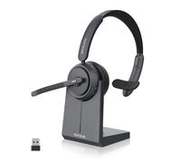 Nuroum HP31-S(2nd Gen) Cuffie con Microfono Bluetooth, Cuffie Wireless ENC a Cancellazione di Rumore,Stazione di Ricarica, USB-A&C/Bluetooth/Dongle, 45H per Cuffie Call Center/Lavoro/Camion/Chiamate