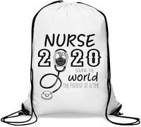 Nurse 2020 Saving The World One Patient at A Time - Sacca da palestra casual, con coulisse, colore: bianco