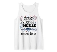 Nurse 4th of July Funny Scrub Stars Stripes And Saving Lives Canotta