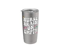 Nurse Brain On Empty Retro Coffee Slogan Graphic Bicchiere termico in acciaio inox doppia parete