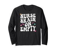 Nurse Brain On Empty Retro Coffee Slogan Graphic Maglia a Manica