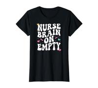 Nurse Brain On Empty Retro Coffee Slogan Graphic Maglietta con Stampa Grafica Economica, Donna, Nero, XL