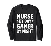 Nurse by Day Gamer by Night Medical Hospital Care Videogioco Maglia a Manica