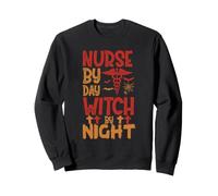 Nurse By Day Witch By Night Funny Witch Halloween Costume Felpa
