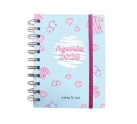 Nurse is Love Agenda 2025 2026-16 Mesi per infermieri e studenti con disegni, notebook pianificatore settimanale, mensile e motivazione quotidiana | Regalo per infermieri, medici e TCAE - Blu