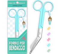 Nurse is Love, forbici da infermiere smussate, forbici per bendaggi per l'infermiera in difficoltà, forbici mediche angolate speciali come regalo per gli accessori da infermiere. Colore Ciano