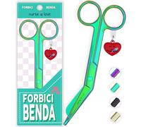 Nurse is Love, forbici da infermiere smussate, forbici per bendaggi per l'infermiera in difficoltà, forbici mediche angolate speciali come regalo per gli accessori da infermiere. Colore Cromo verde